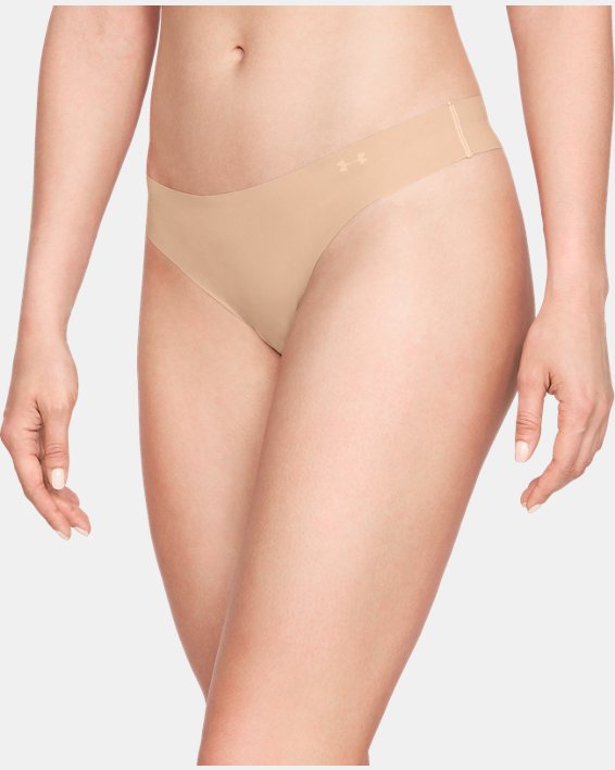 Women's UA Pure Stretch Thong 3-Pack, Brown, pdpMainDesktop image number 0